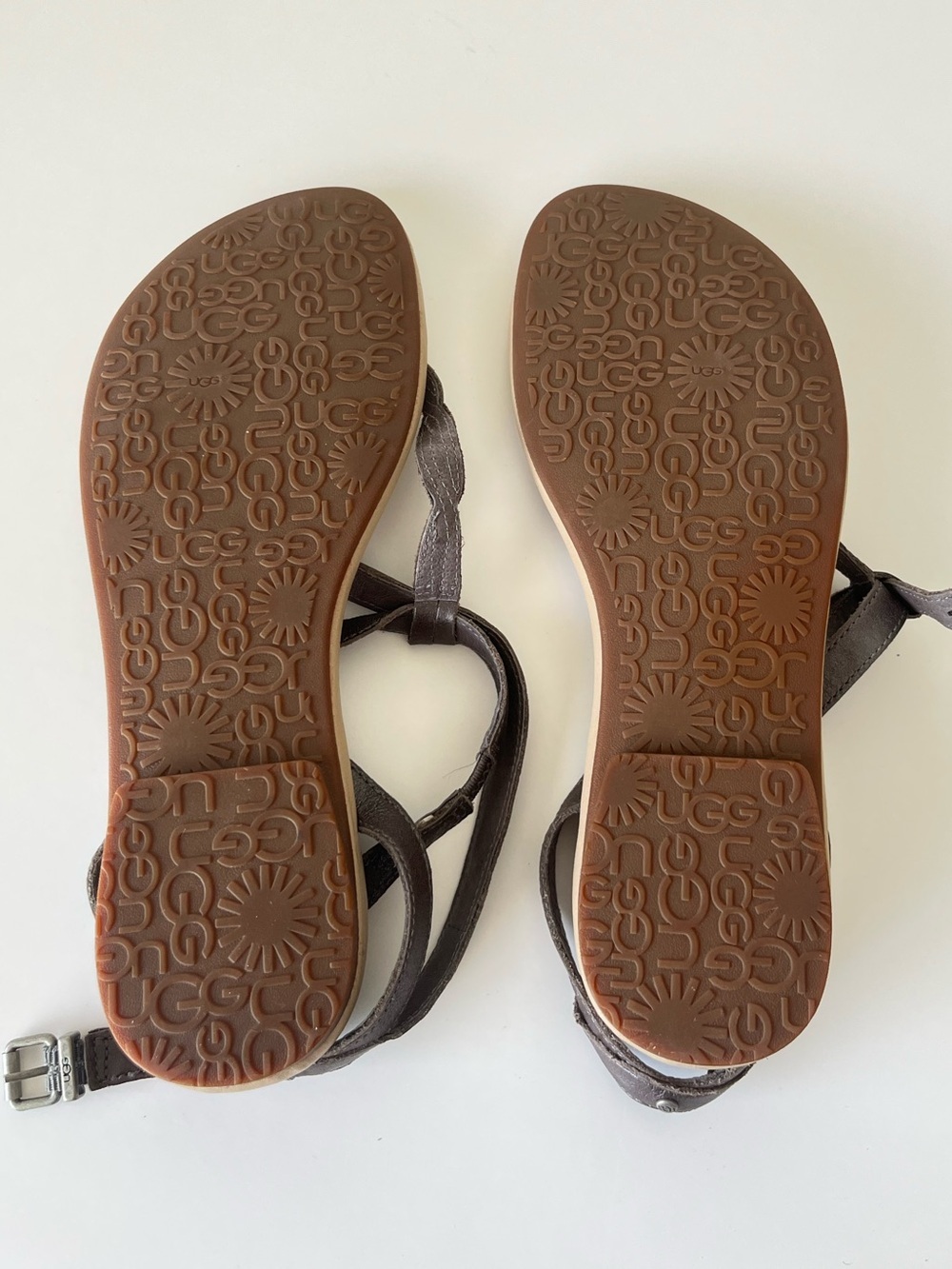 UGG Strappy Slingback Thong Leather Sandals Size Women’s 8 Silver - Picture 5 of 6